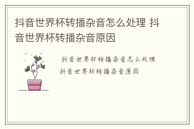 抖音世界杯转播杂音怎么处理 抖音世界杯转播杂音原因