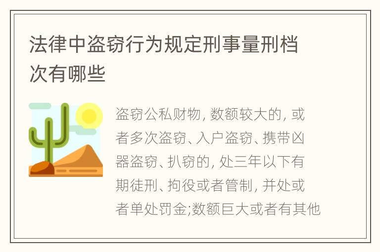 法律中盗窃行为规定刑事量刑档次有哪些