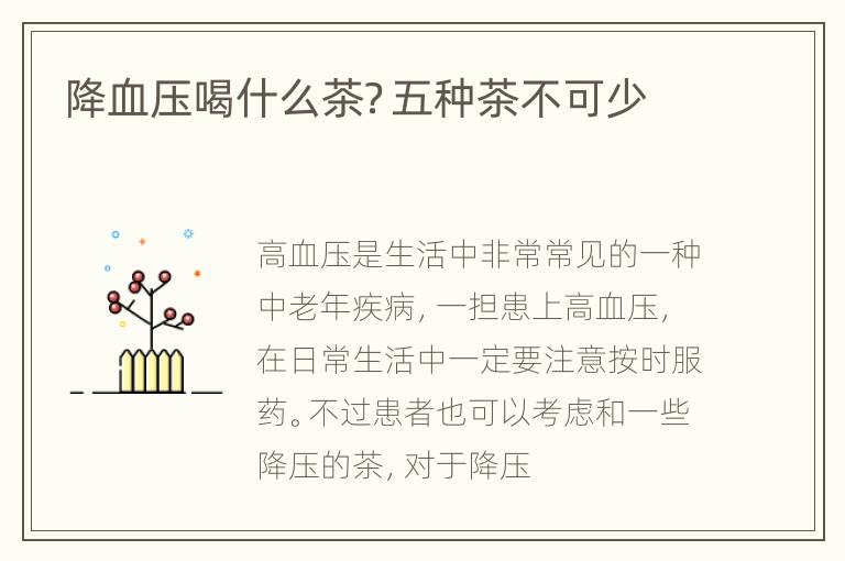 降血压喝什么茶？五种茶不可少