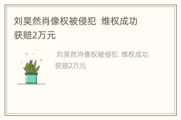 刘昊然肖像权被侵犯  维权成功获赔2万元