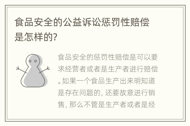 食品安全的公益诉讼惩罚性赔偿是怎样的？