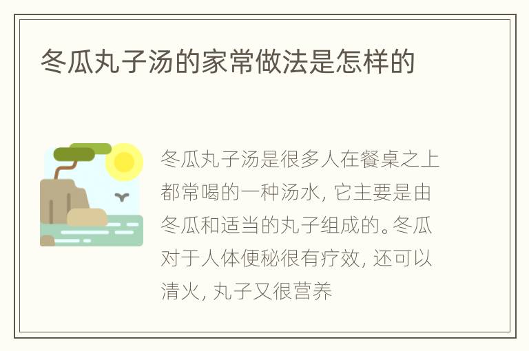 冬瓜丸子汤的家常做法是怎样的