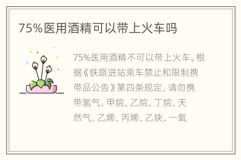 75%医用酒精可以带上火车吗