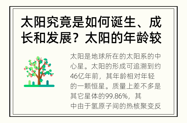 太阳究竟是如何诞生、成长和发展？ 太阳的年龄较相对年龄而言所处的生命阶段是什么？