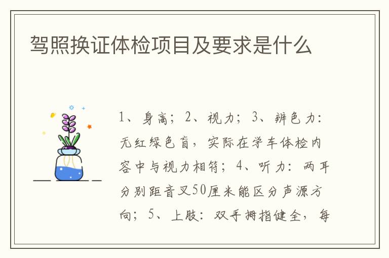 驾照换证体检项目及要求是什么