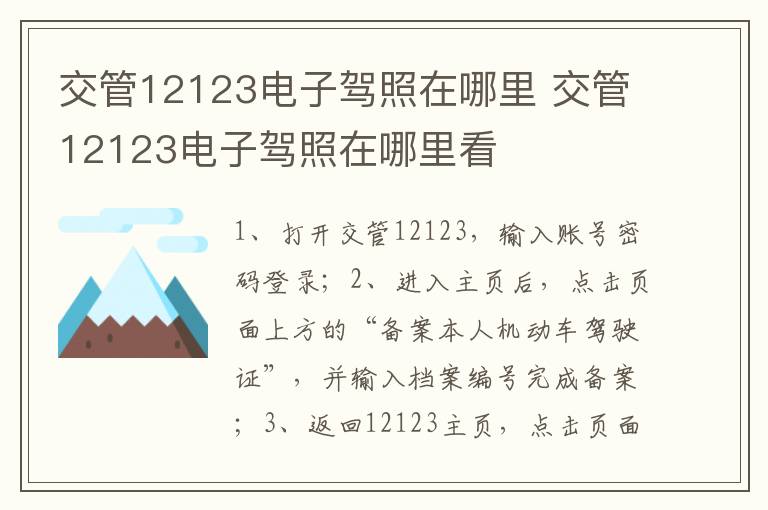 交管12123电子驾照在哪里 交管12123电子驾照在哪里看