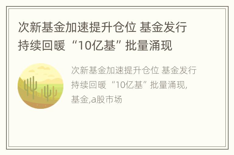次新基金加速提升仓位 基金发行持续回暖 “10亿基”批量涌现