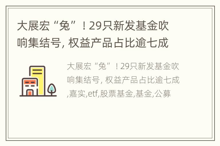 大展宏“兔” ！29只新发基金吹响集结号，权益产品占比逾七成