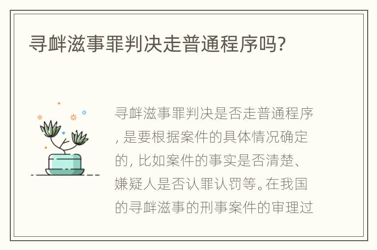 寻衅滋事罪判决走普通程序吗？