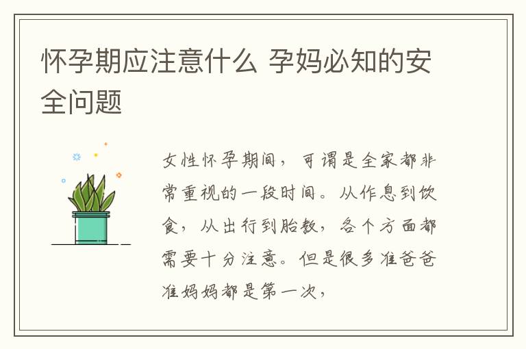 怀孕期应注意什么 孕妈必知的安全问题