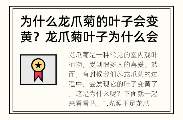 为什么龙爪菊的叶子会变黄？ 龙爪菊叶子为什么会变黄？