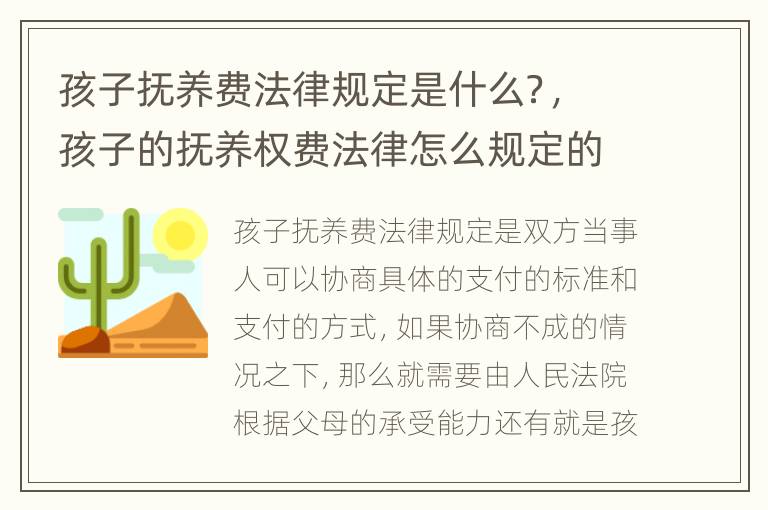 孩子抚养费法律规定是什么？，孩子的抚养权费法律怎么规定的