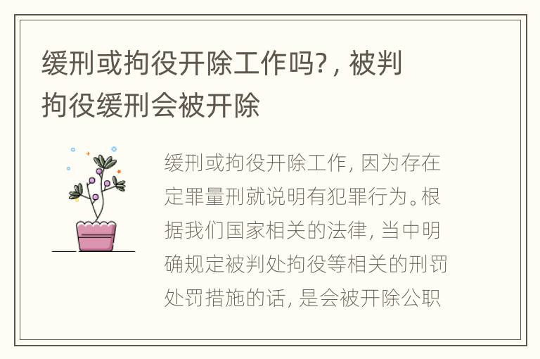 缓刑或拘役开除工作吗？，被判拘役缓刑会被开除