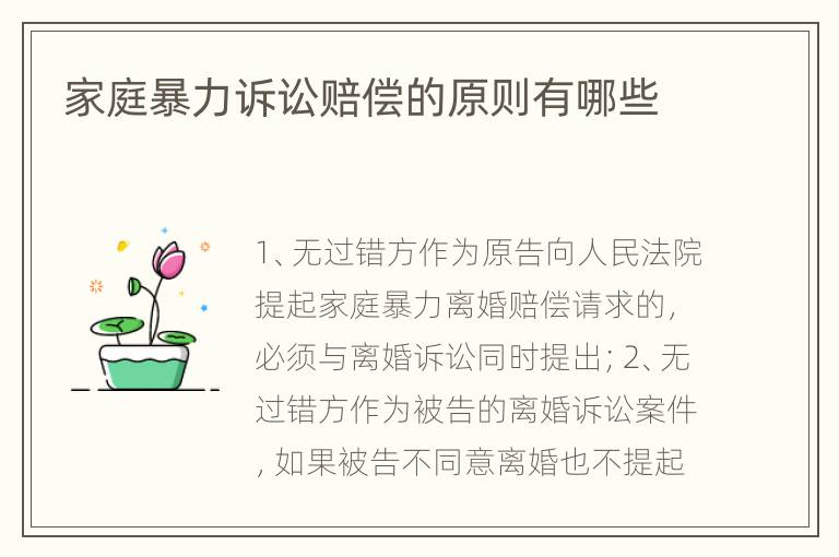 家庭暴力诉讼赔偿的原则有哪些