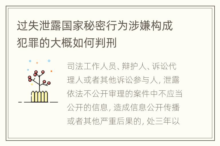 过失泄露国家秘密行为涉嫌构成犯罪的大概如何判刑