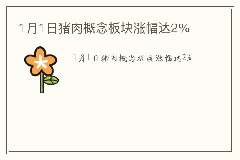 1月1日猪肉概念板块涨幅达2%