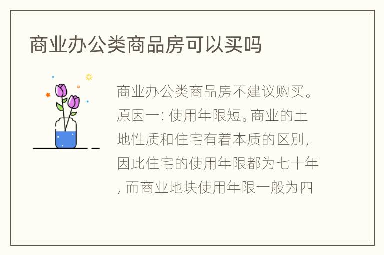 商业办公类商品房可以买吗