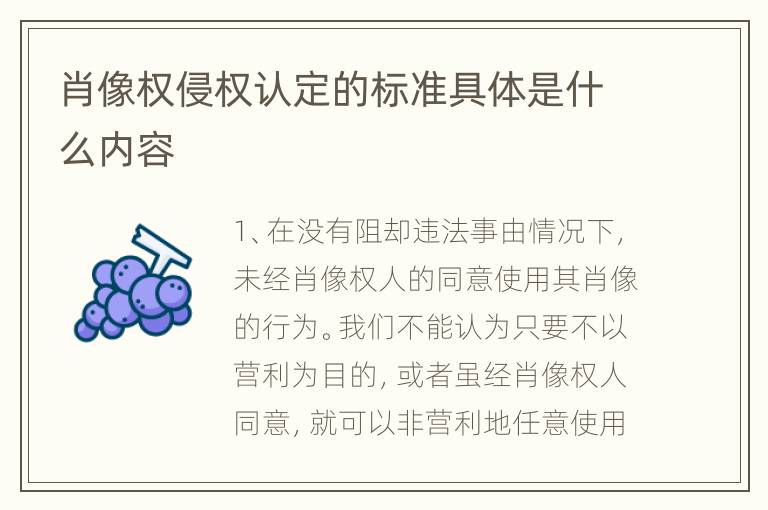 肖像权侵权认定的标准具体是什么内容