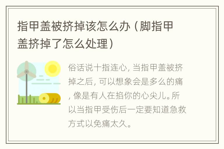指甲盖被挤掉该怎么办（脚指甲盖挤掉了怎么处理）