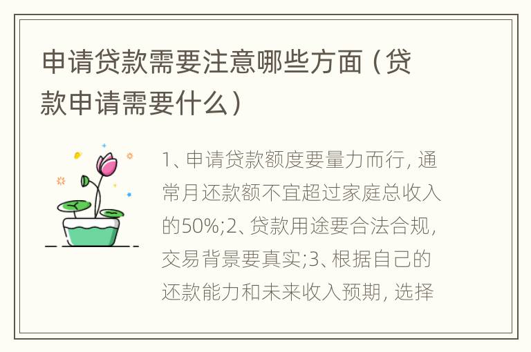 申请贷款需要注意哪些方面（贷款申请需要什么）