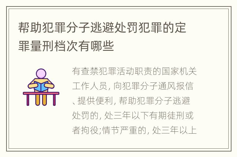 帮助犯罪分子逃避处罚犯罪的定罪量刑档次有哪些
