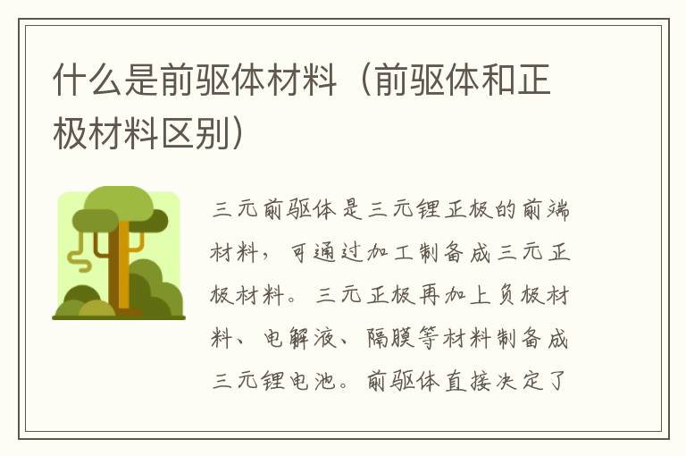 什么是前驱体材料（前驱体和正极材料区别）
