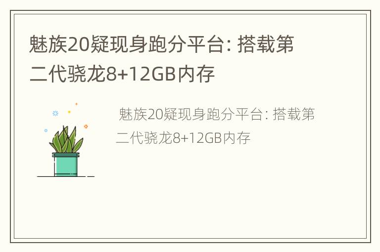 魅族20疑现身跑分平台：搭载第二代骁龙8+12GB内存
