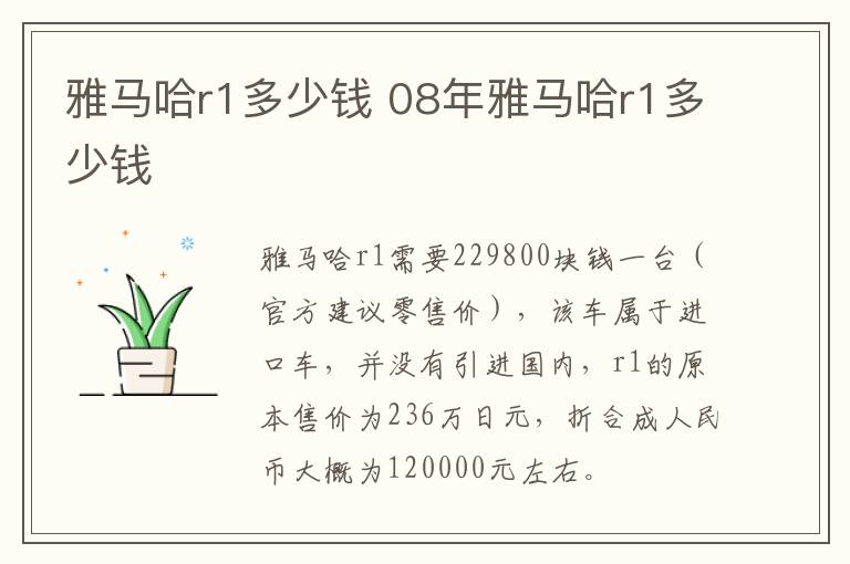 雅马哈r1多少钱 08年雅马哈r1多少钱