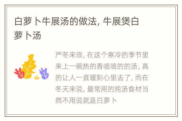 白萝卜牛展汤的做法，牛展煲白萝卜汤