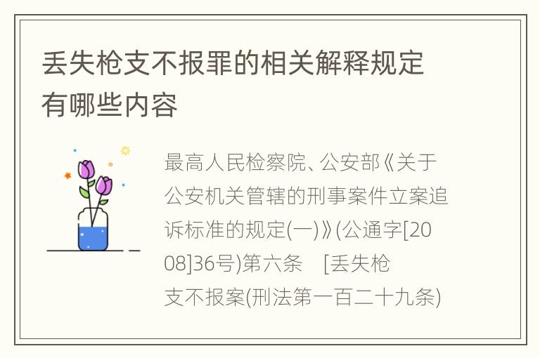 丢失枪支不报罪的相关解释规定有哪些内容