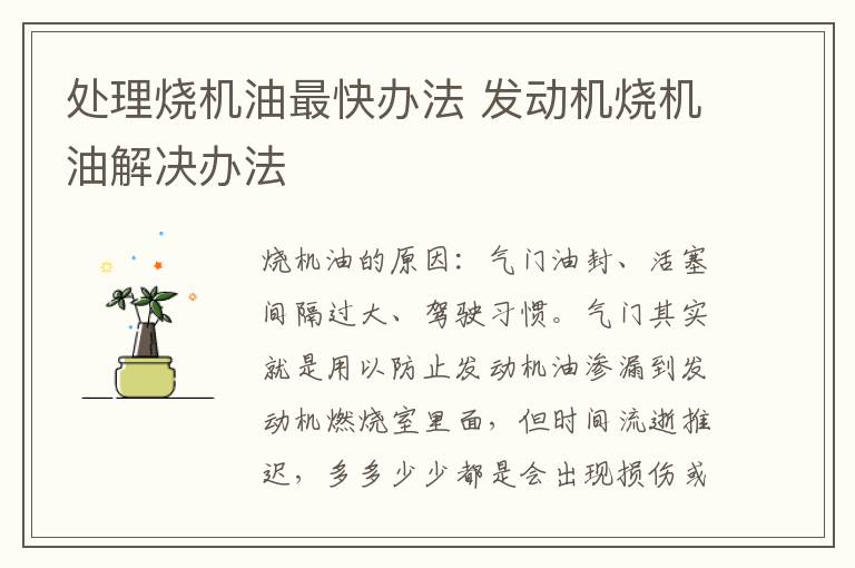 处理烧机油最快办法 发动机烧机油解决办法