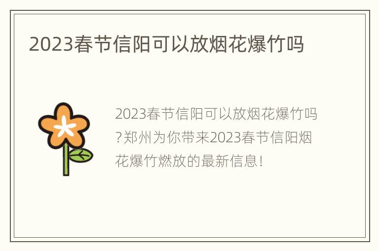 2023春节信阳可以放烟花爆竹吗