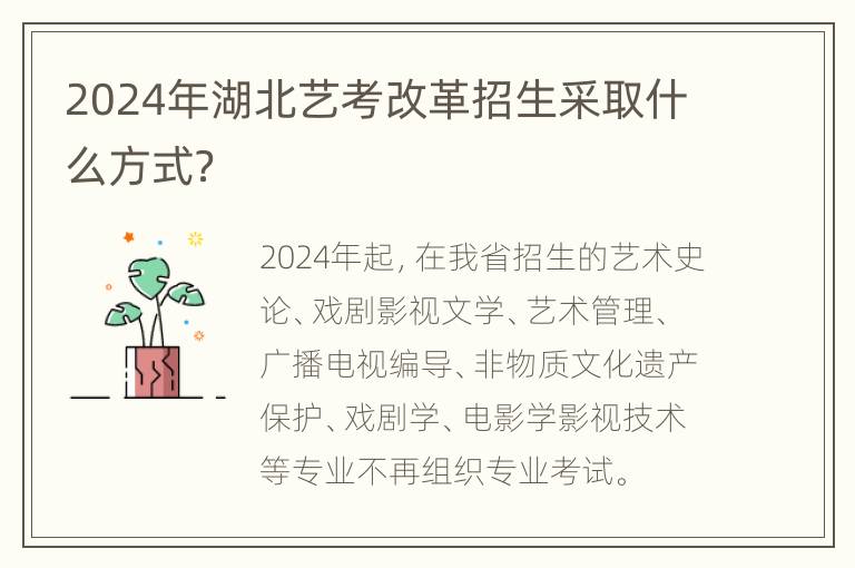 2024年湖北艺考改革招生采取什么方式？