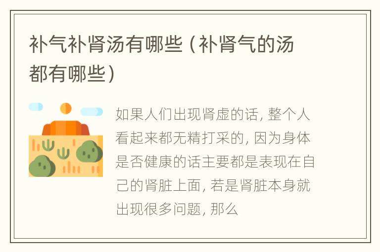 补气补肾汤有哪些（补肾气的汤都有哪些）
