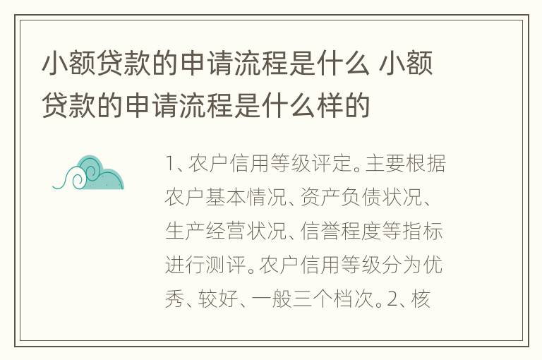小额贷款的申请流程是什么 小额贷款的申请流程是什么样的