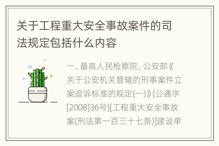 关于工程重大安全事故案件的司法规定包括什么内容