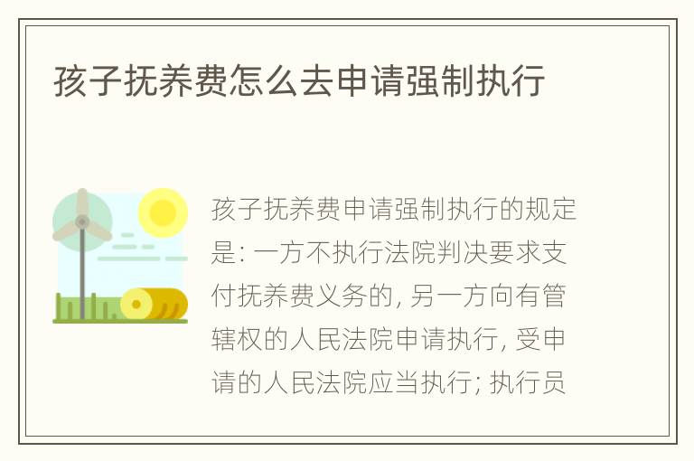 孩子抚养费怎么去申请强制执行