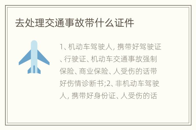 去处理交通事故带什么证件