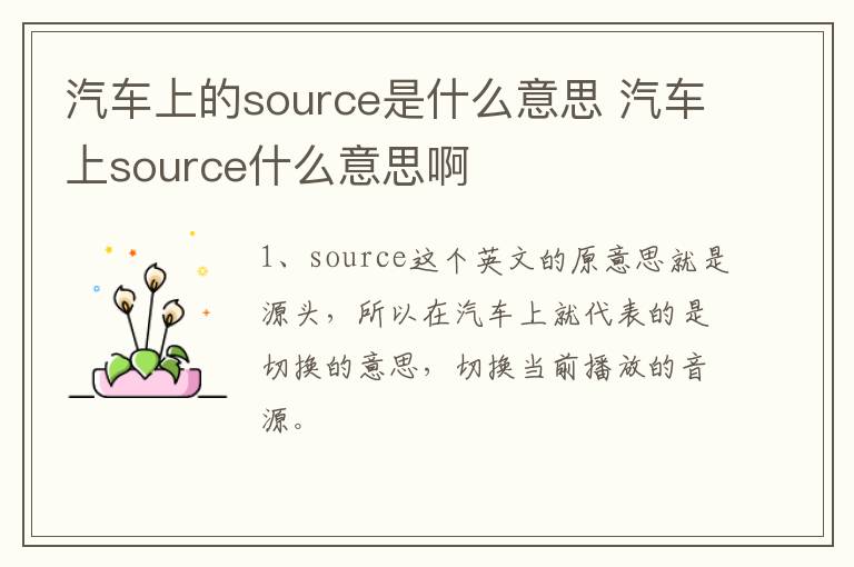 汽车上的source是什么意思 汽车上source什么意思啊