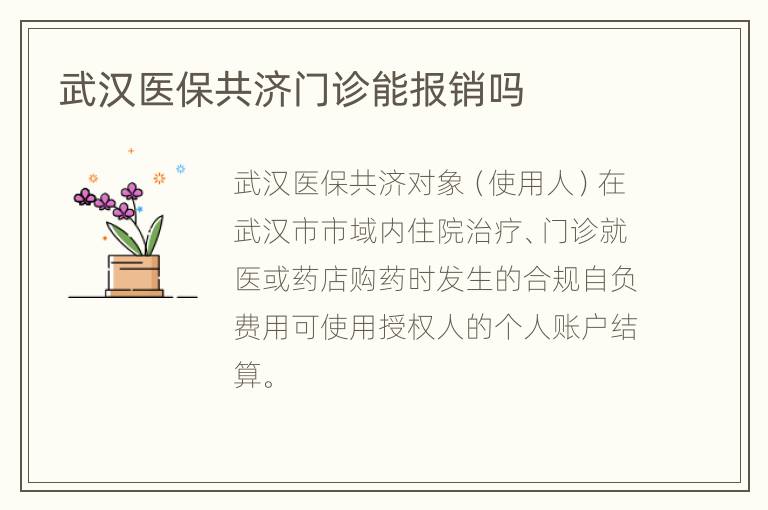 武汉医保共济门诊能报销吗