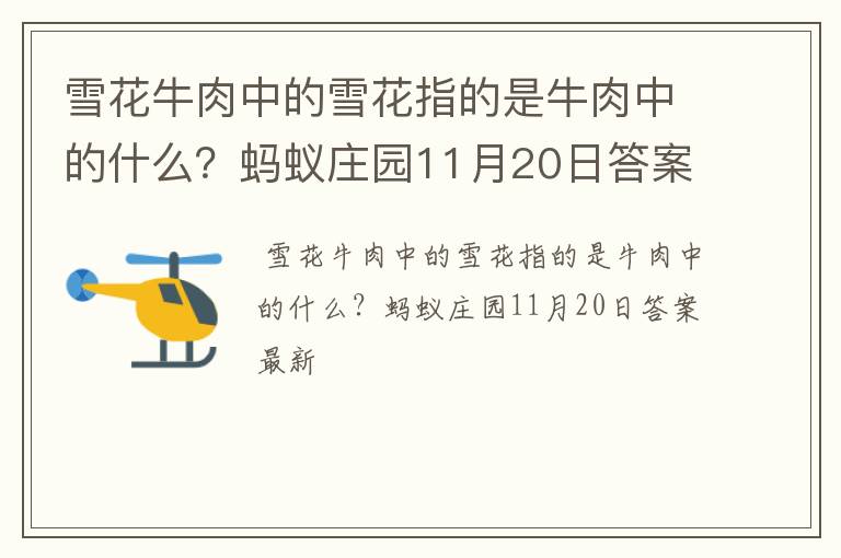 雪花牛肉中的雪花指的是牛肉中的什么？蚂蚁庄园11月20日答案最新