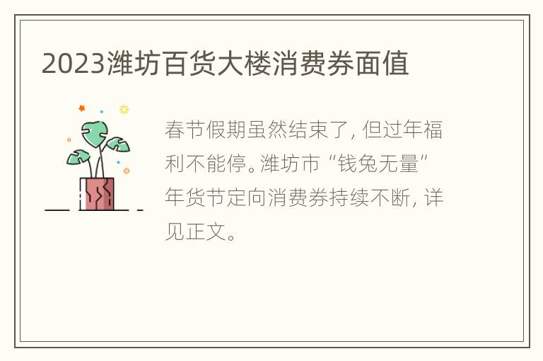 2023潍坊百货大楼消费券面值