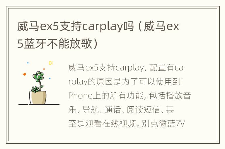威马ex5支持carplay吗（威马ex5蓝牙不能放歌）
