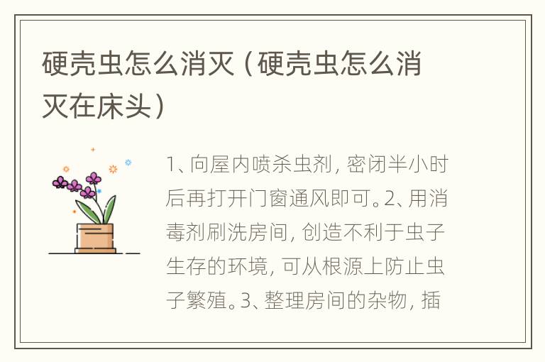 硬壳虫怎么消灭（硬壳虫怎么消灭在床头）