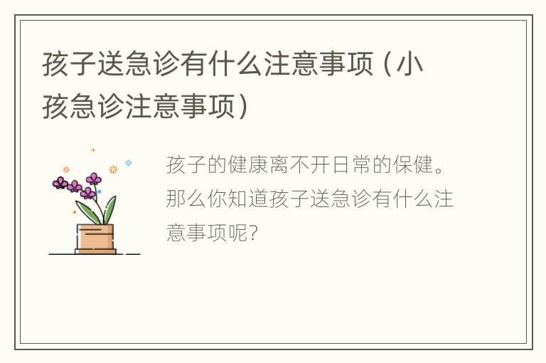 孩子送急诊有什么注意事项（小孩急诊注意事项）