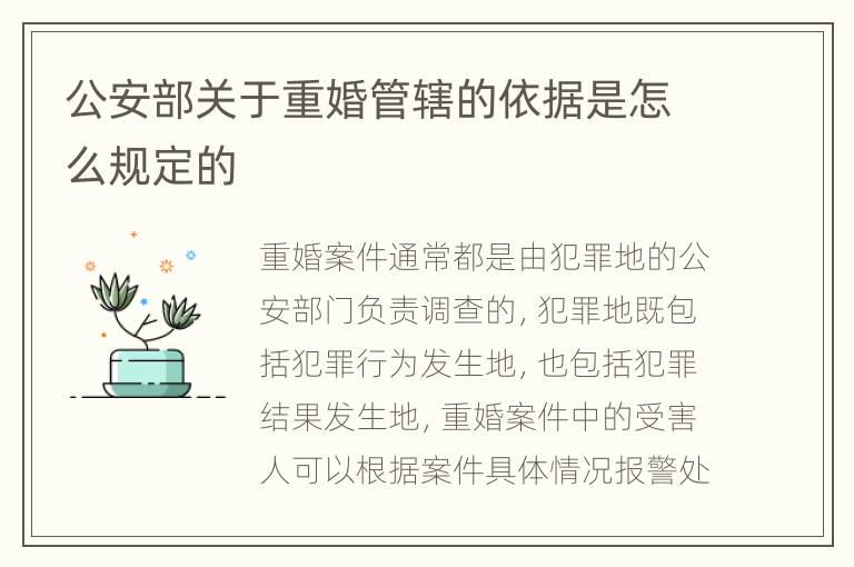 公安部关于重婚管辖的依据是怎么规定的