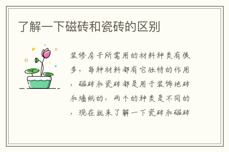 了解一下磁砖和瓷砖的区别
