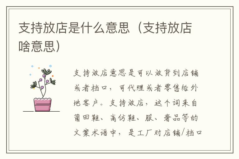 支持放店是什么意思（支持放店啥意思）