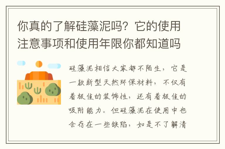 你真的了解硅藻泥吗？它的使用注意事项和使用年限你都知道吗？