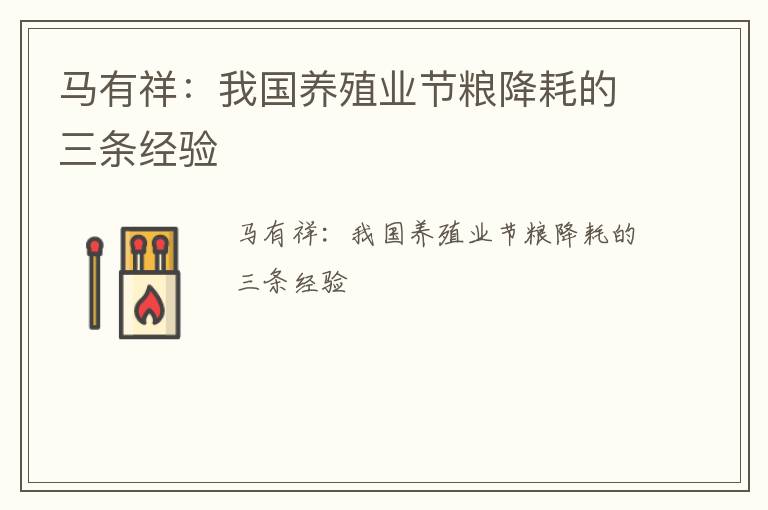 马有祥：我国养殖业节粮降耗的三条经验